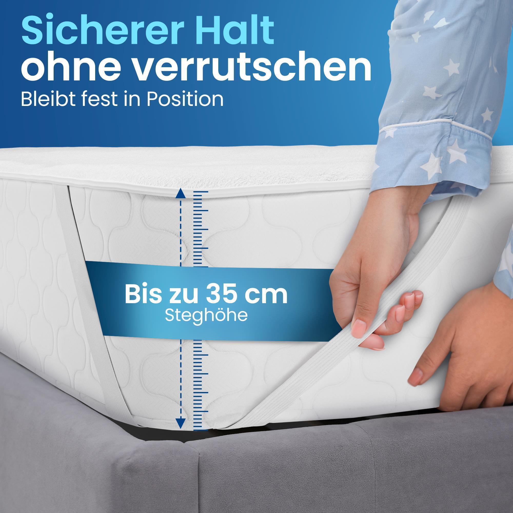 Matratzenschoner - wasserdicht & geräuscharm, 80% Baumwolle und 20% Polyester, atmungsaktiver Matratzenschutz