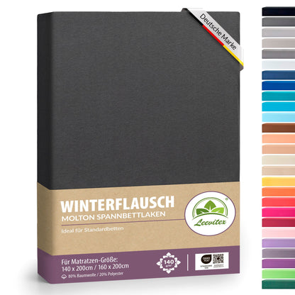 Winterspannbettlaken für 140x200 bis 160x200 cm | 40 cm Steg | 80% Baumwolle 20% Polyester