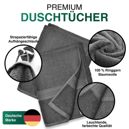 Duschtücher im 2er Set – 100% Baumwolle, 70 x 140 cm, weich und saugfähig