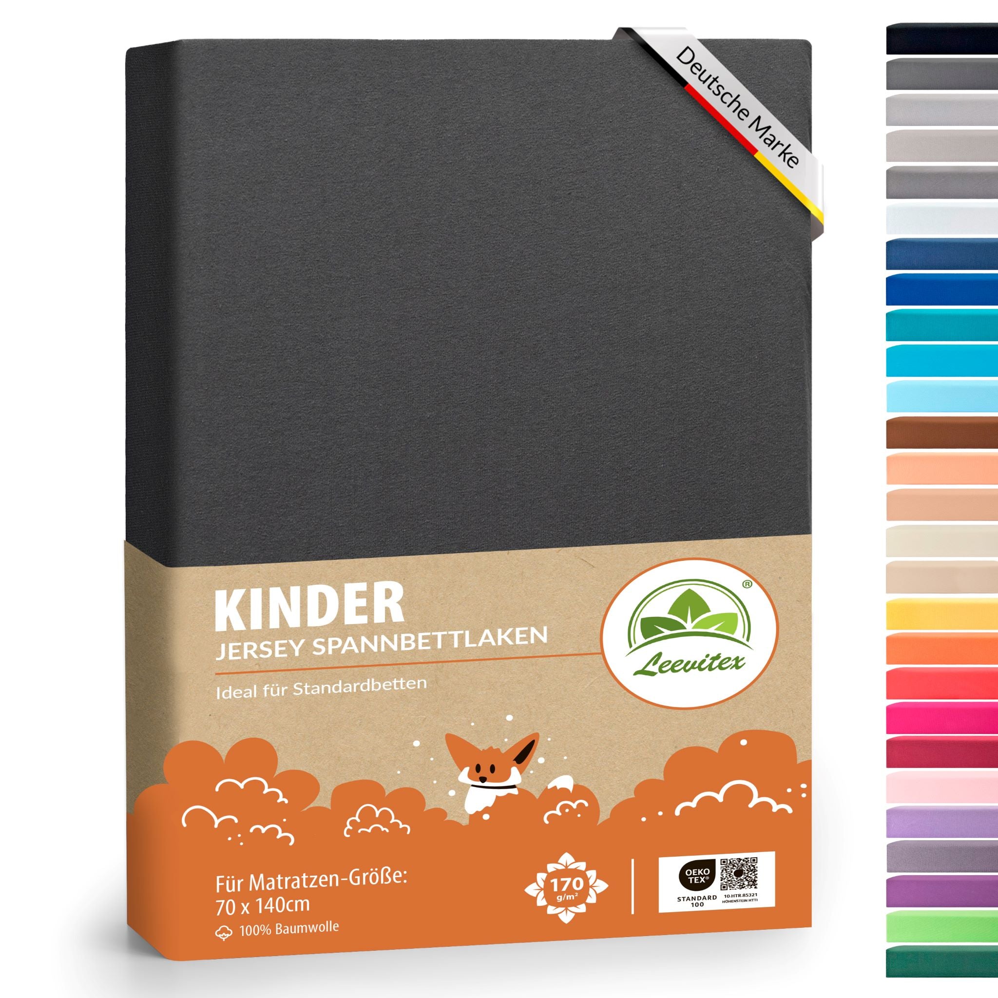 Kinder Spannbettlaken 70 x 140 cm von Leevitex im 1er Pack – 100% Jersey-Baumwolle,