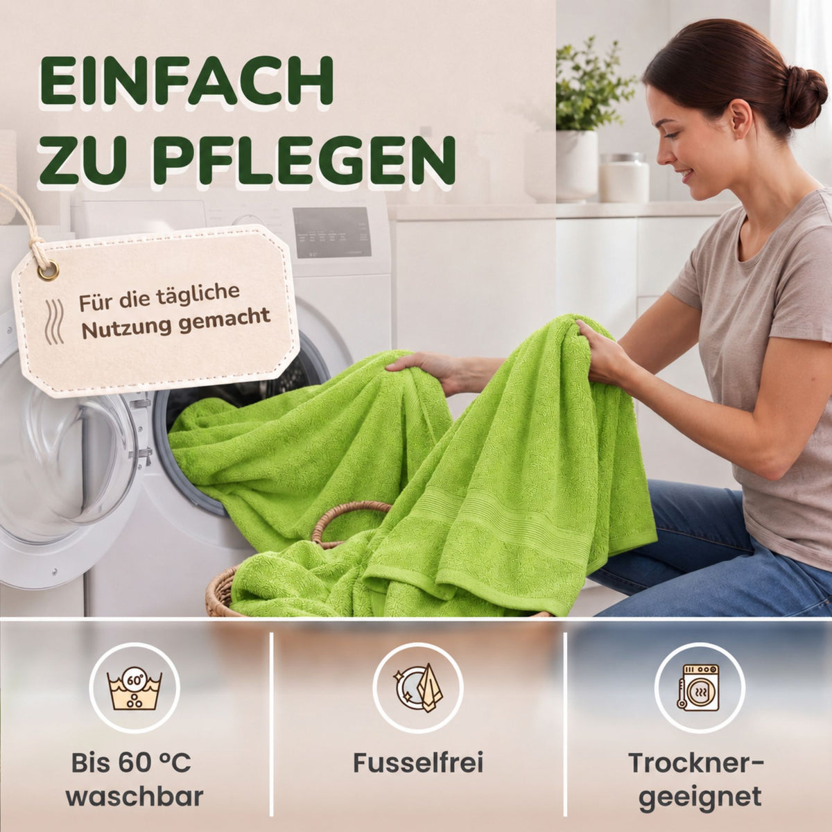 Duschtücher im 2er Set – 100% Baumwolle, 70 x 140 cm, weich und saugfähig