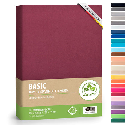 Basic Spannbettlaken 200x220 cm | 25 cm Steg | 100% Jersey-Baumwolle