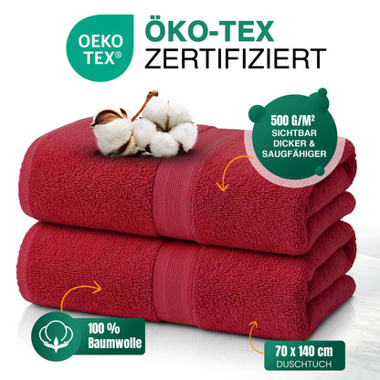 Duschtücher im 2er Set – 100% Baumwolle, 70 x 140 cm, weich und saugfähig