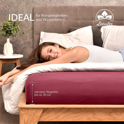 Basic Spannbettlaken 140x200 cm | 25 cm Steg | 100% Jersey-Baumwolle