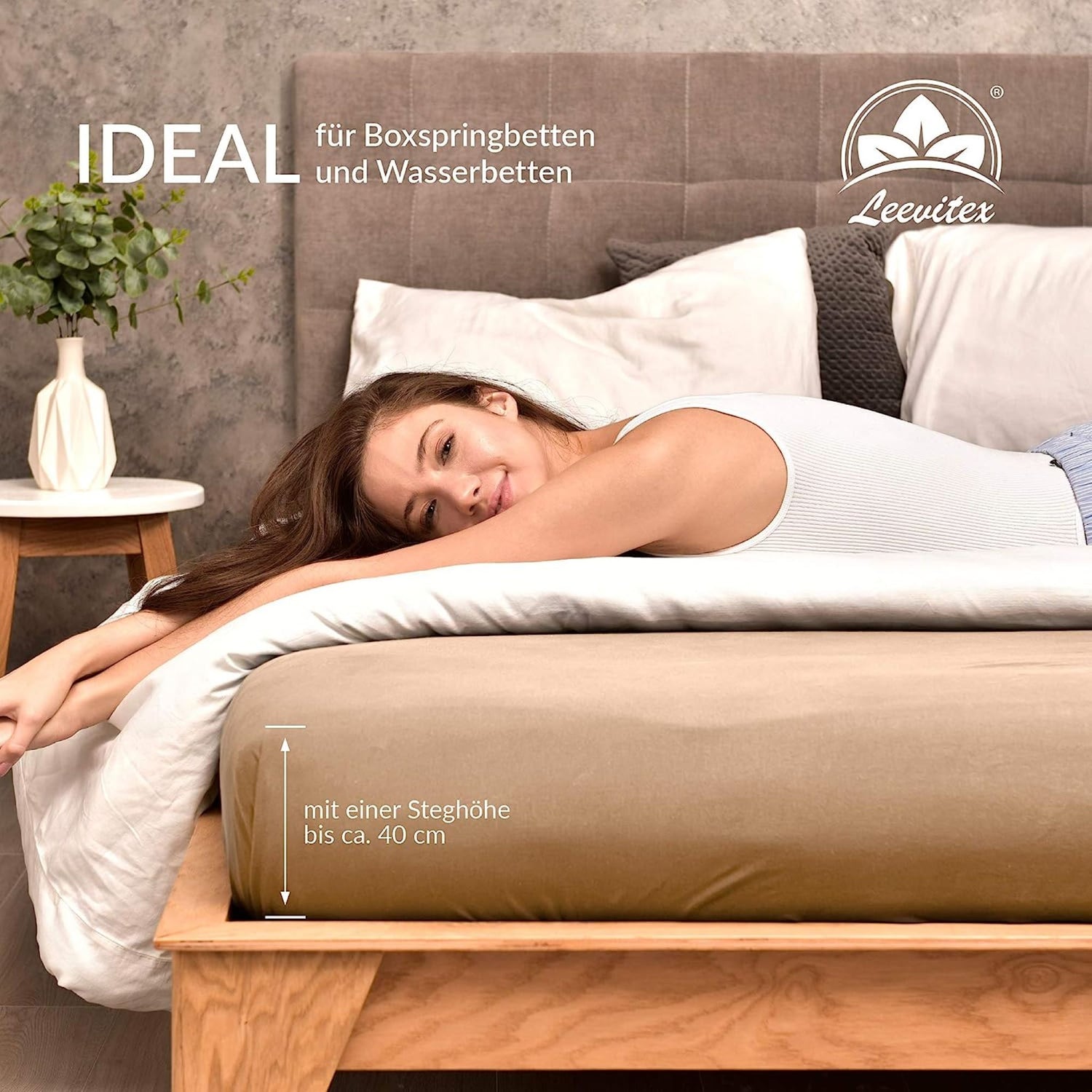 Basic Spannbettlaken 200x220 cm | 25 cm Steg | 100% Jersey-Baumwolle
