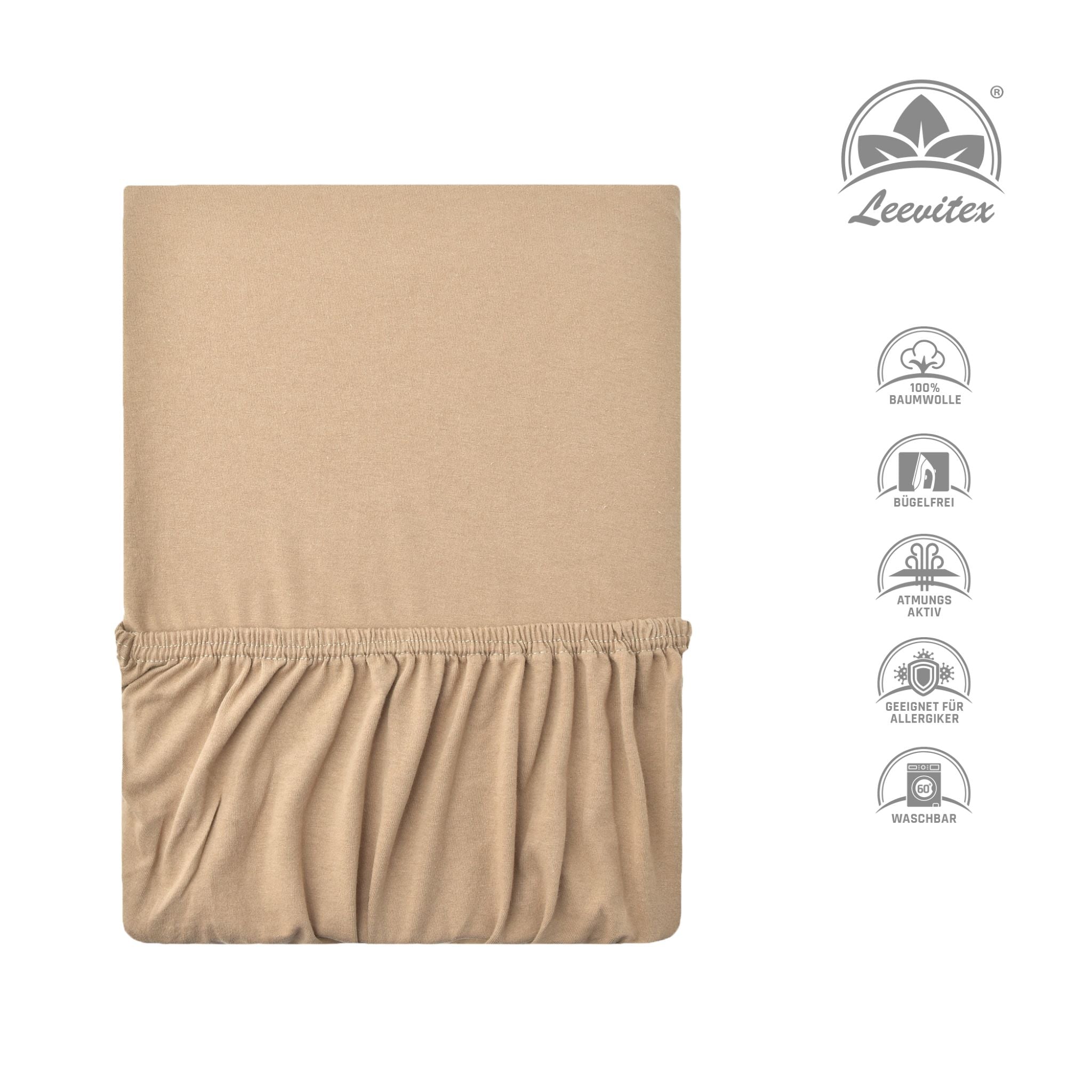 Basic Spannbettlaken 120x200 cm | 25 cm Steg | 100% Jersey-Baumwolle