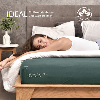 Basic Spannbettlaken 90x200 cm | 25 cm Steg | 100% Jersey-Baumwolle