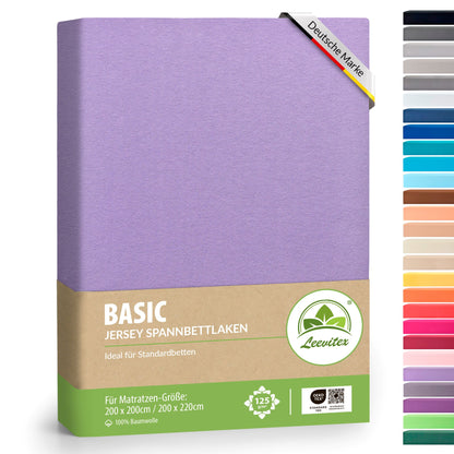 Basic Spannbettlaken 200x220 cm | 25 cm Steg | 100% Jersey-Baumwolle