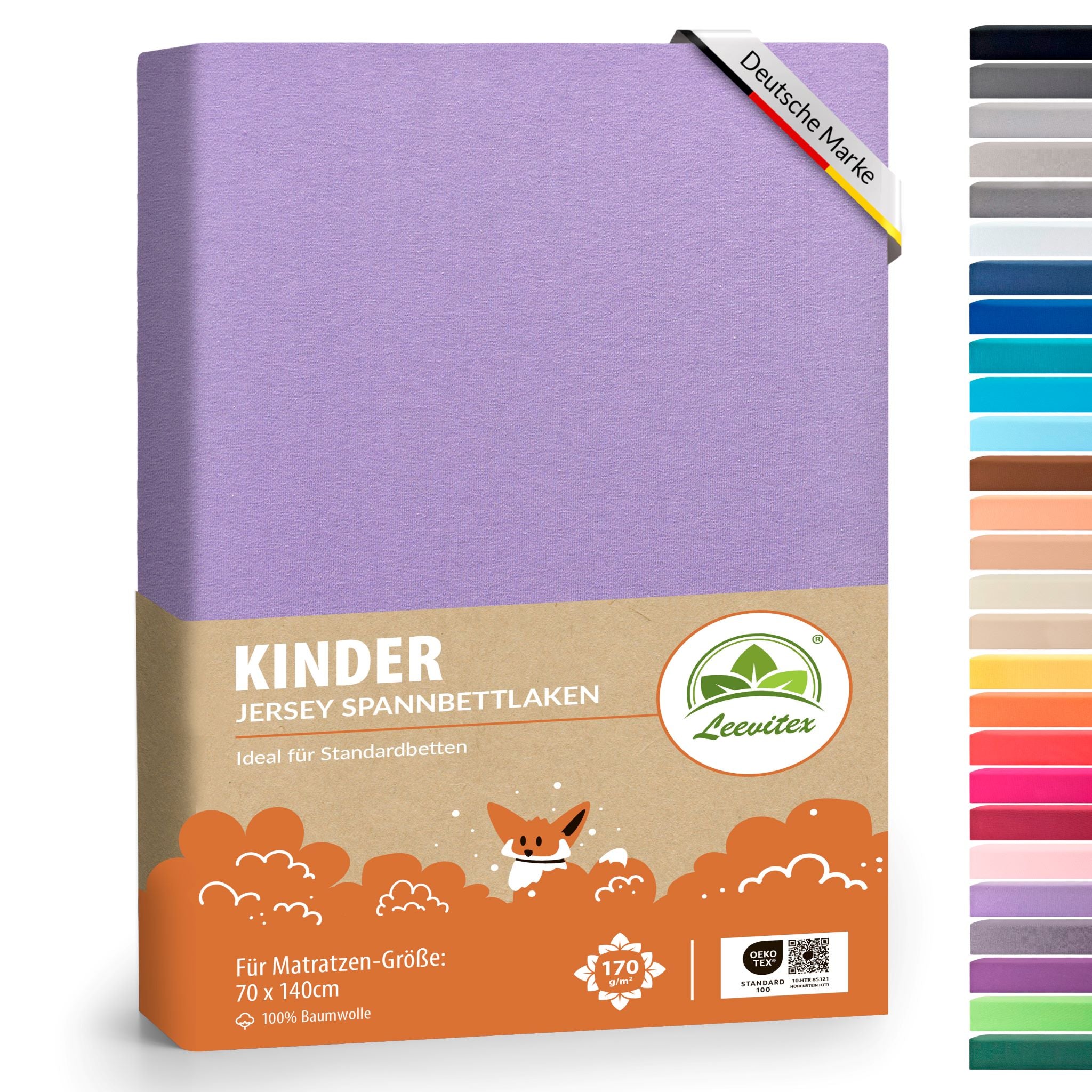 Kinder Spannbettlaken 70 x 140 cm von Leevitex im 1er Pack – 100% Jersey-Baumwolle,