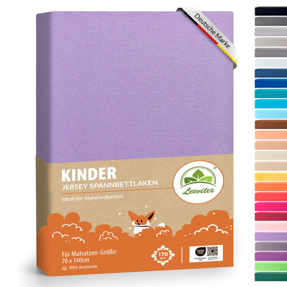 Kinder Spannbettlaken 70 x 140 cm von Leevitex im 1er Pack – 100% Jersey-Baumwolle,
