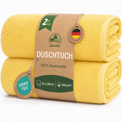 Duschtücher im 2er Set – 100% Baumwolle, 70 x 140 cm, weich und saugfähig
