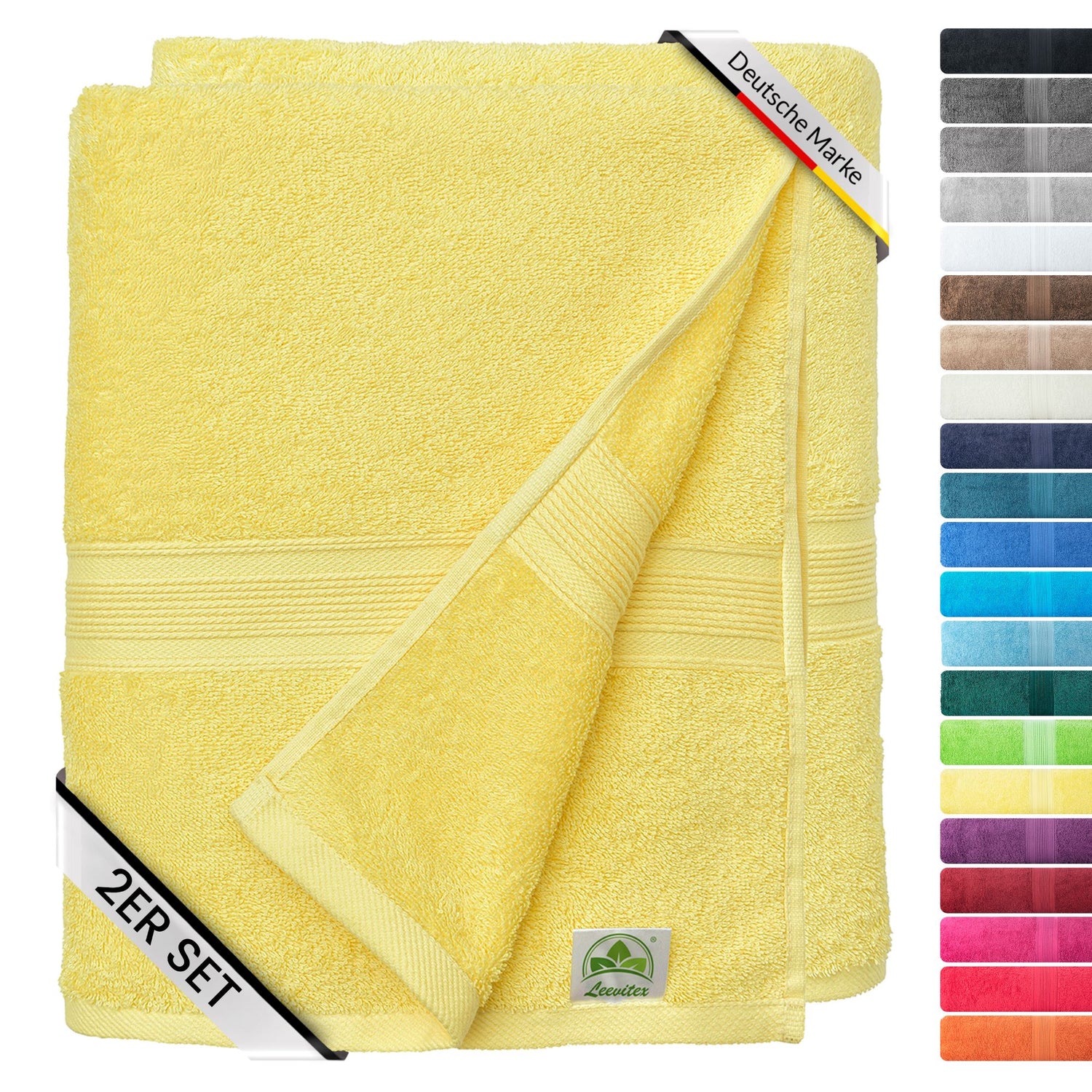 Duschtücher im 2er Set – 100% Baumwolle, 70 x 140 cm, weich und saugfähig