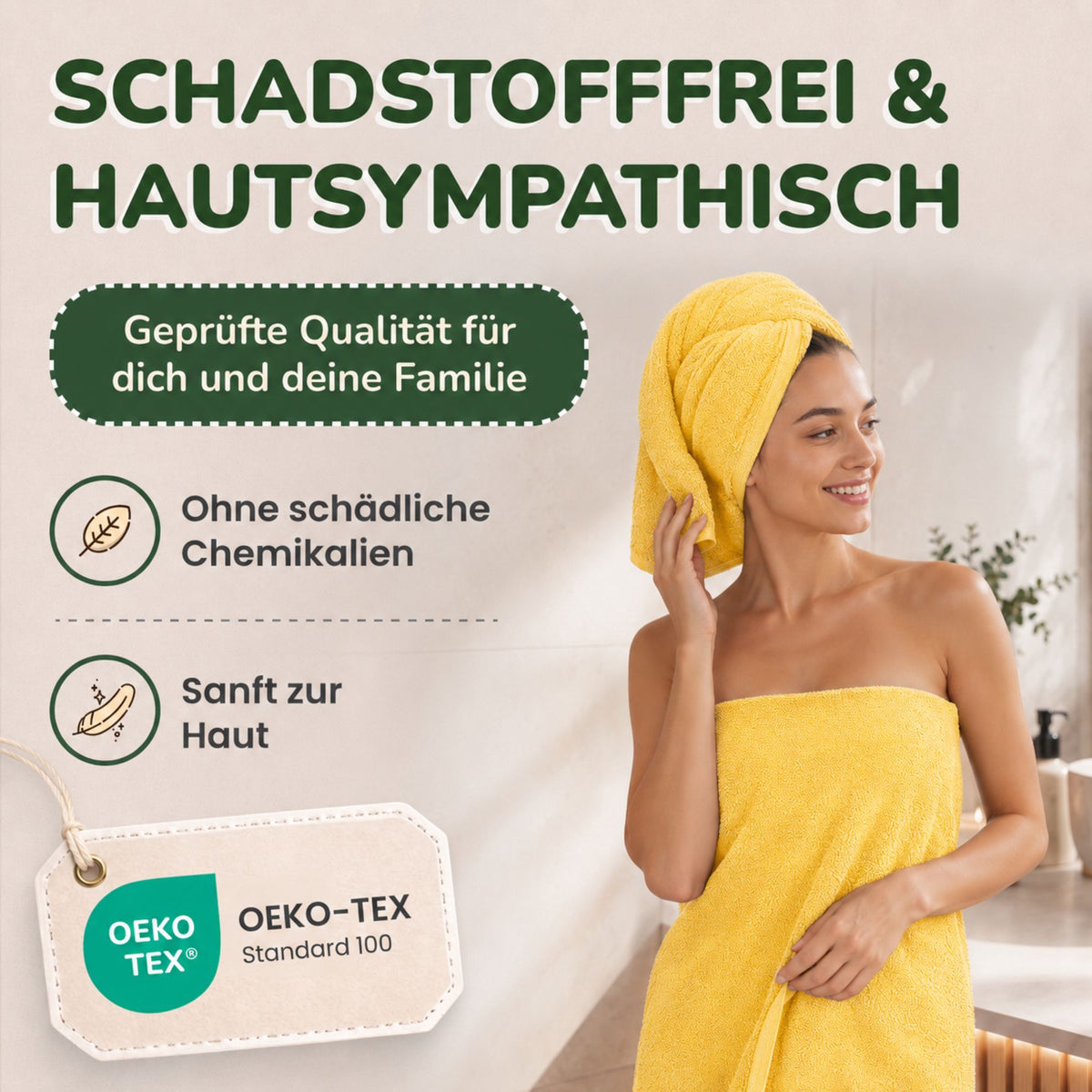 Duschtücher im 2er Set – 100% Baumwolle, 70 x 140 cm, weich und saugfähig