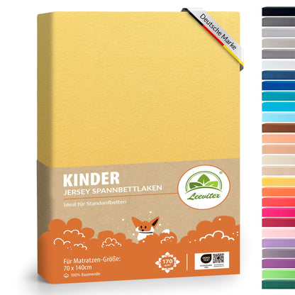 Kinder Spannbettlaken 70 x 140 cm von Leevitex im 1er Pack – 100% Jersey-Baumwolle,