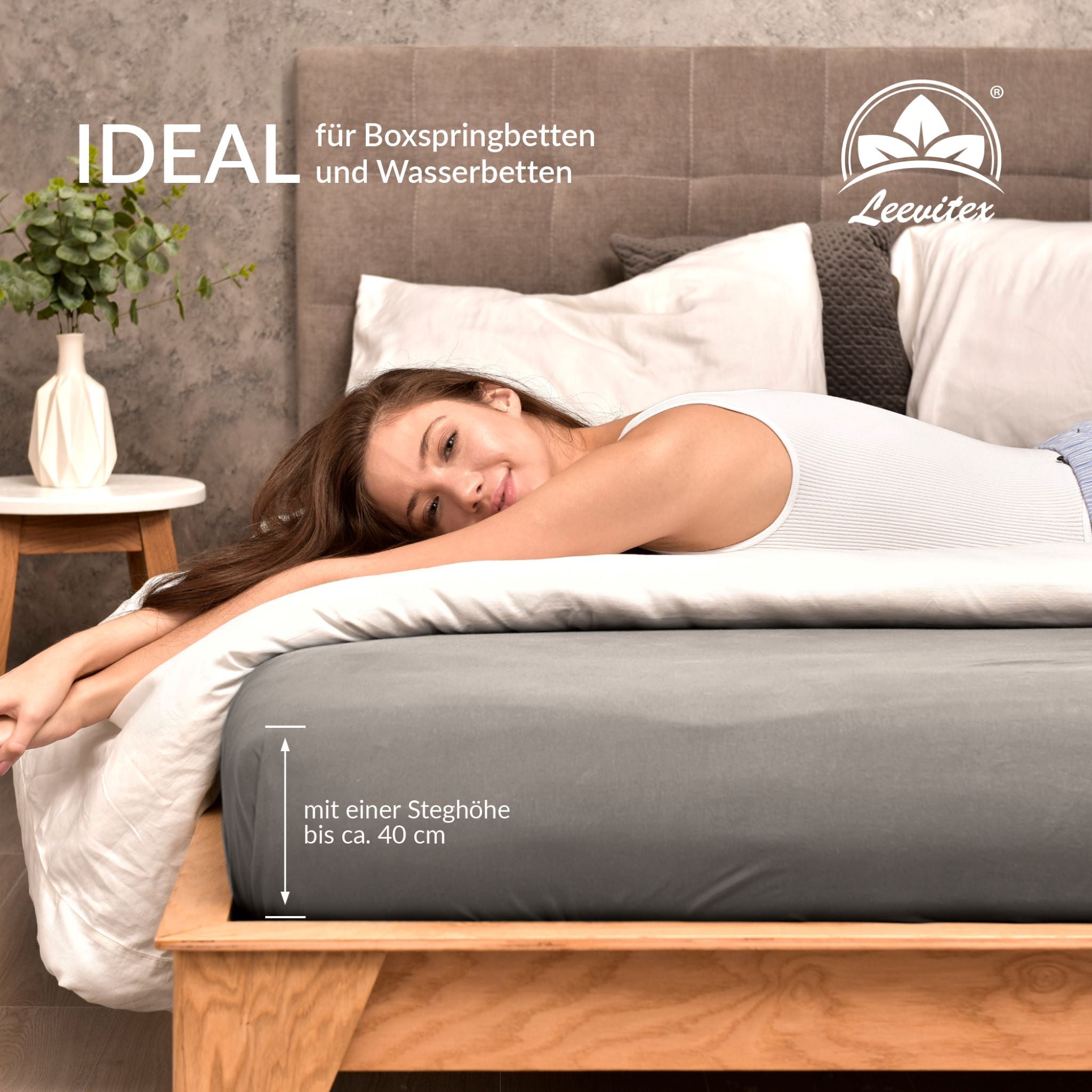 Topper Spannbettlaken 140x200 bis 160x200 / 220 cm | 18 cm Steg | verschiedene Materialstärken