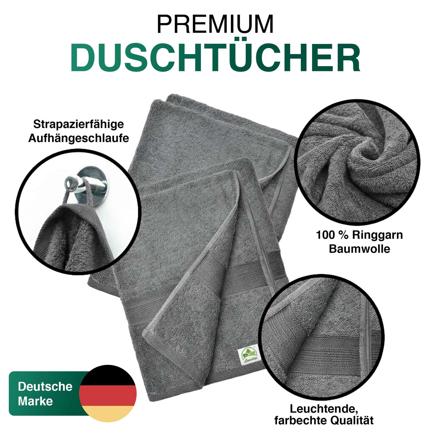 Duschtücher im 2er Set – 100% Baumwolle, 70 x 140 cm, weich und saugfähig