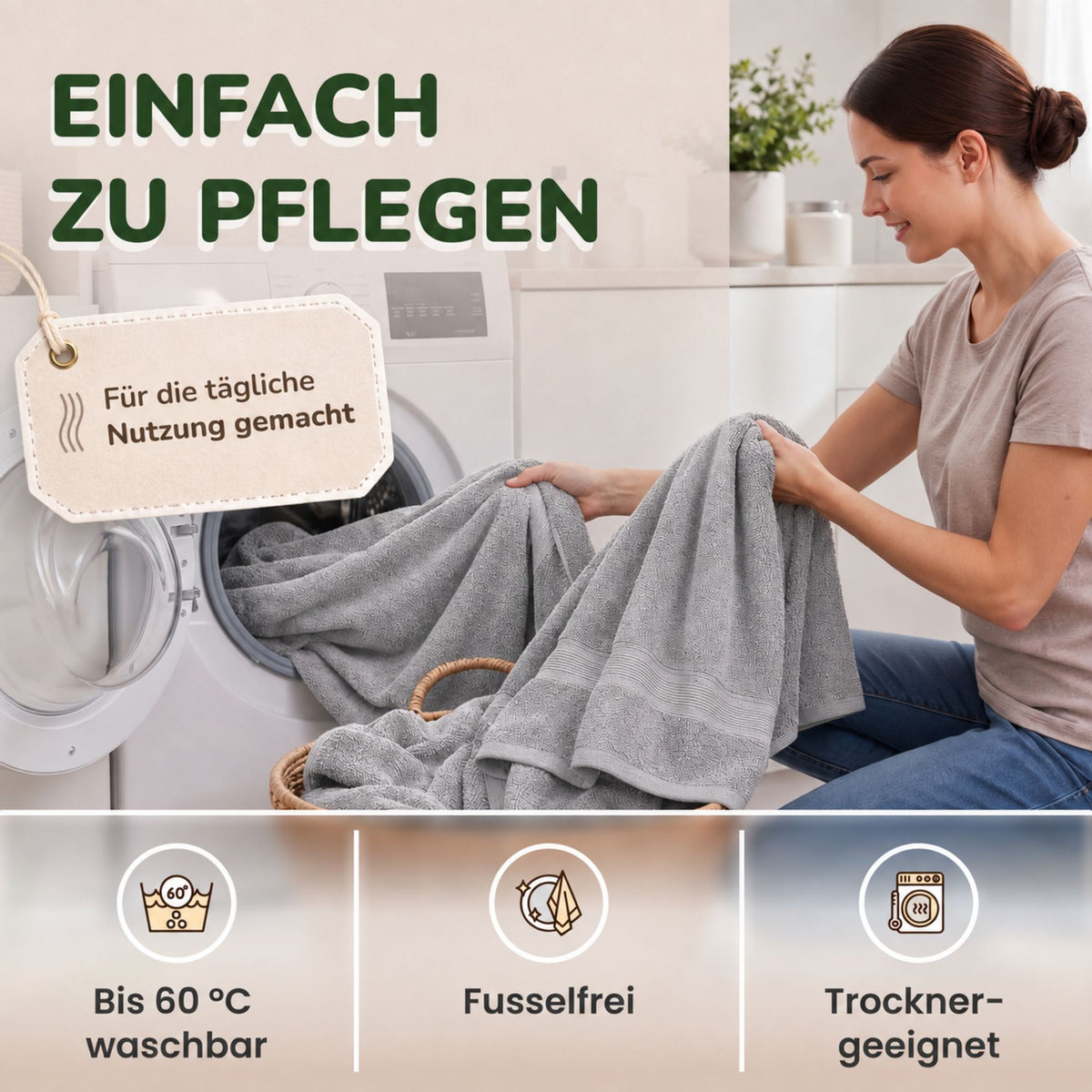 Duschtücher im 2er Set – 100% Baumwolle, 70 x 140 cm, weich und saugfähig
