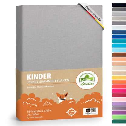 Kinder Spannbettlaken 70 x 140 cm von Leevitex im 1er Pack – 100% Jersey-Baumwolle,