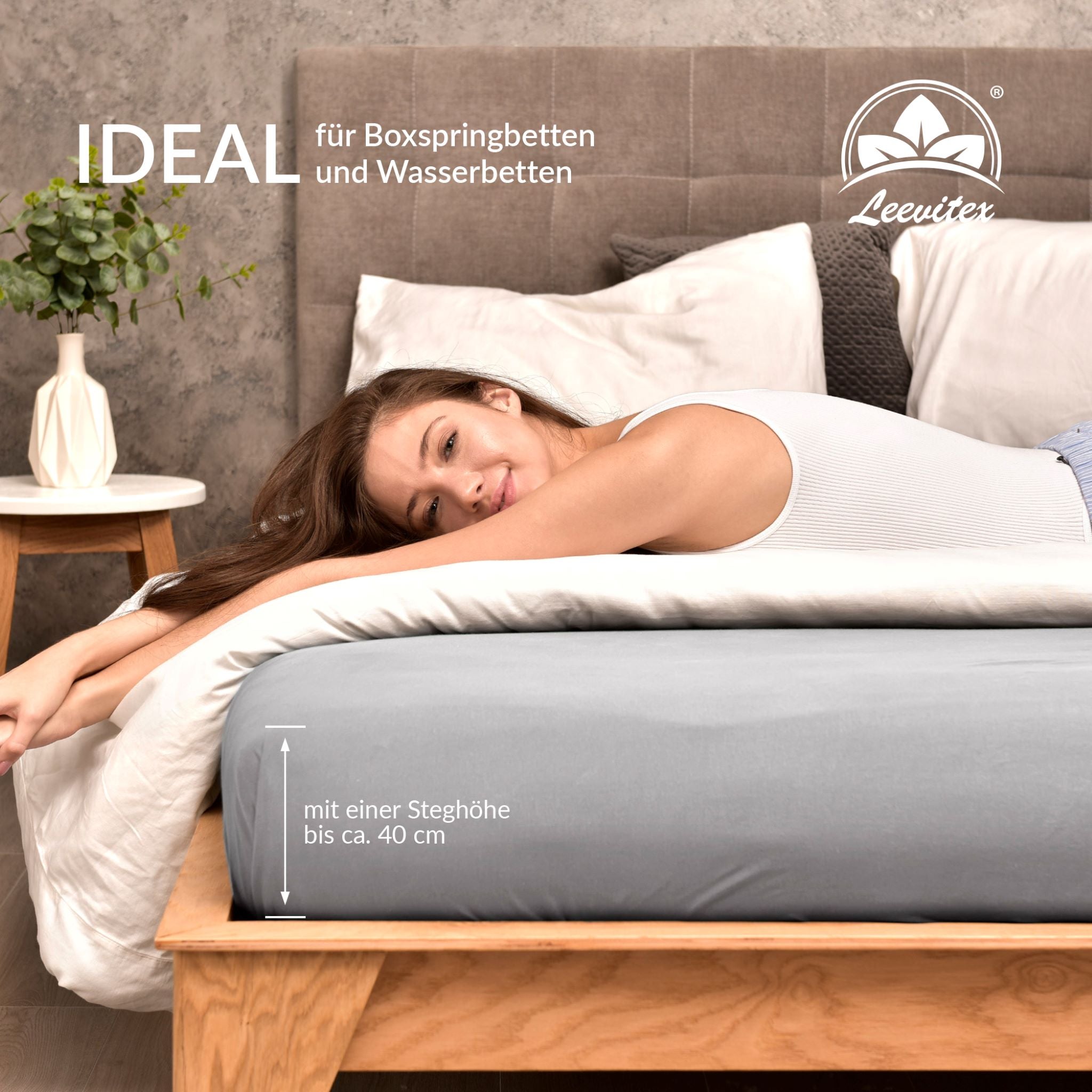 Basic Spannbettlaken 90x200 cm | 25 cm Steg | 100% Jersey-Baumwolle