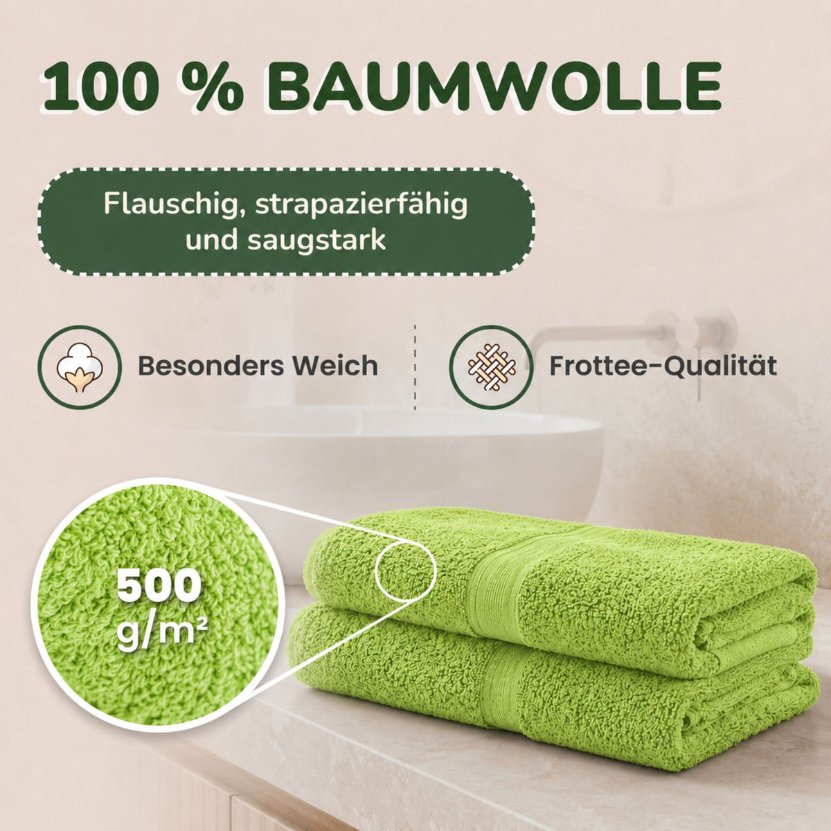 Handtücher von Leevitex – 4er Set, 100% Baumwolle, 50 x 100 cm, weich und saugfähig