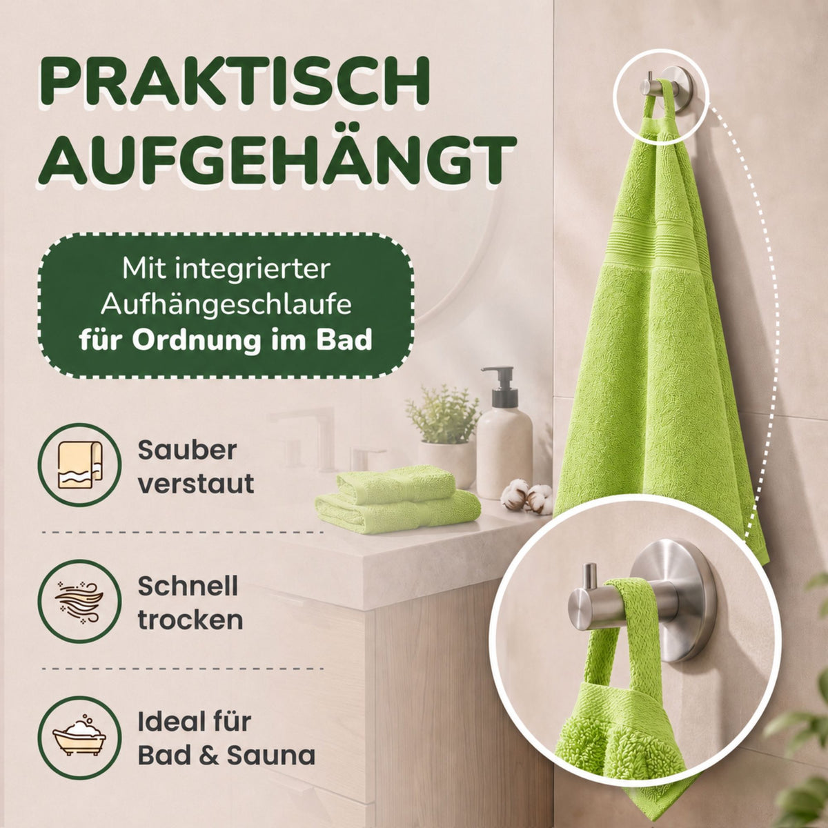 Handtücher von Leevitex – 4er Set, 100% Baumwolle, 50 x 100 cm, weich und saugfähig