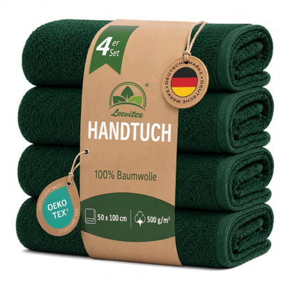 Handtücher von Leevitex – 4er Set, 100% Baumwolle, 50 x 100 cm, weich und saugfähig