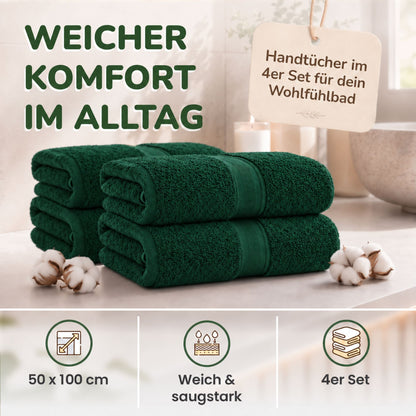 Handtücher von Leevitex – 4er Set, 100% Baumwolle, 50 x 100 cm, weich und saugfähig