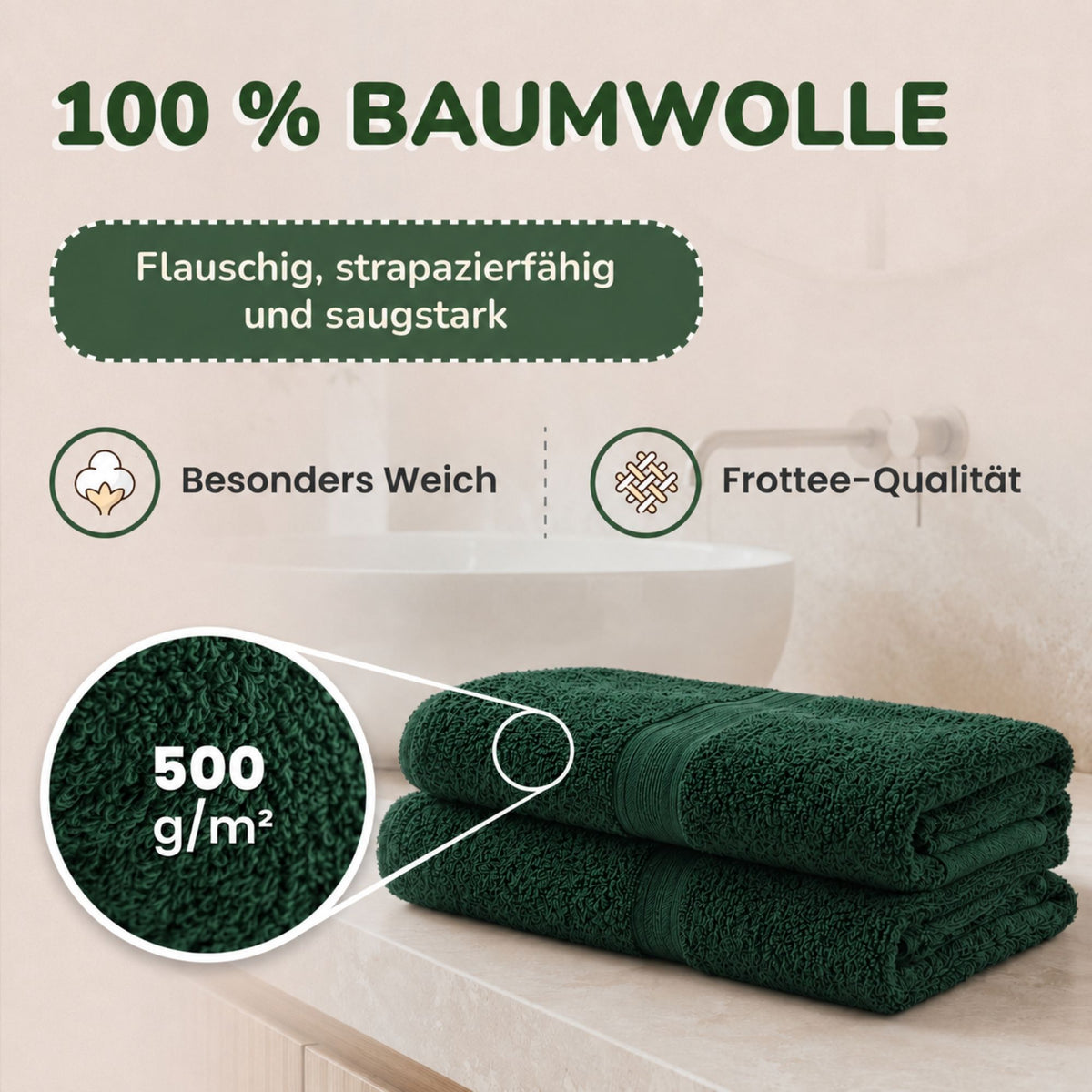 Handtücher von Leevitex – 4er Set, 100% Baumwolle, 50 x 100 cm, weich und saugfähig
