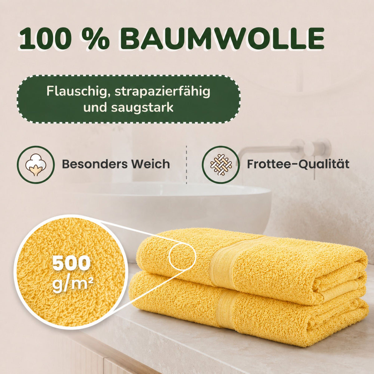 Handtücher von Leevitex – 4er Set, 100% Baumwolle, 50 x 100 cm, weich und saugfähig