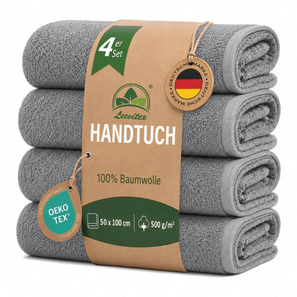 Handtücher von Leevitex – 4er Set, 100% Baumwolle, 50 x 100 cm, weich und saugfähig
