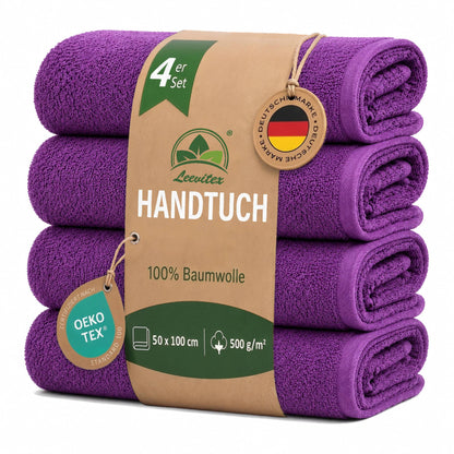 Handtücher von Leevitex – 4er Set, 100% Baumwolle, 50 x 100 cm, weich und saugfähig