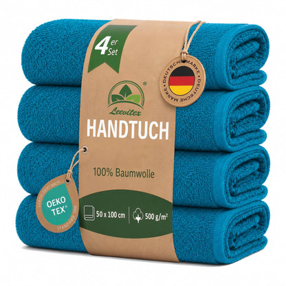 Handtücher von Leevitex – 4er Set, 100% Baumwolle, 50 x 100 cm, weich und saugfähig
