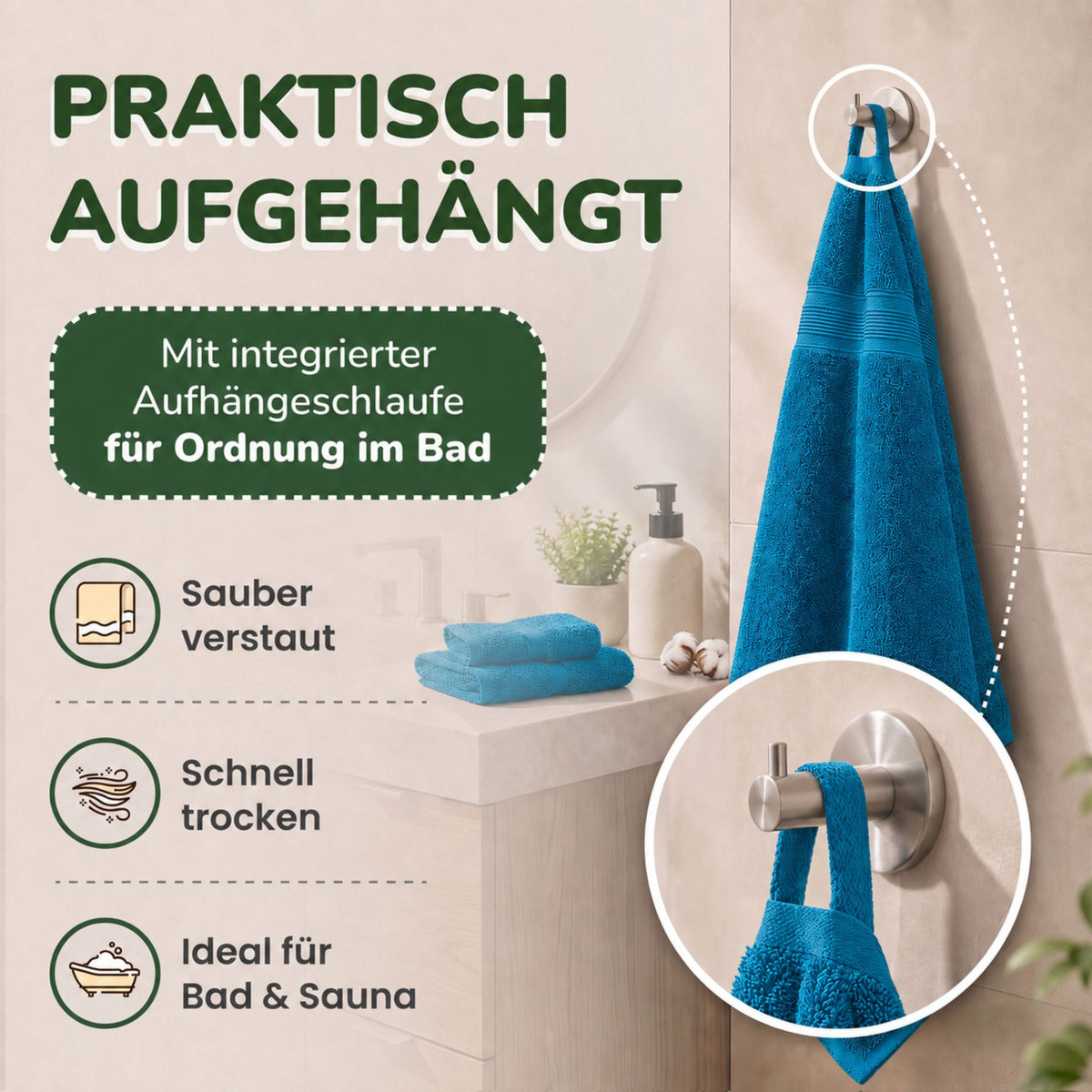 Handtücher von Leevitex – 4er Set, 100% Baumwolle, 50 x 100 cm, weich und saugfähig