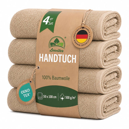 Handtücher von Leevitex – 4er Set, 100% Baumwolle, 50 x 100 cm, weich und saugfähig