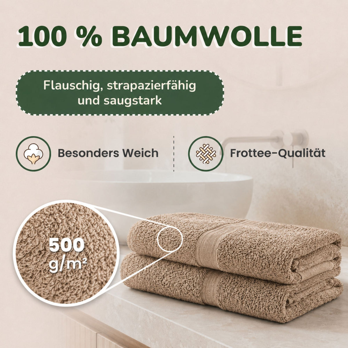 Handtücher von Leevitex – 4er Set, 100% Baumwolle, 50 x 100 cm, weich und saugfähig