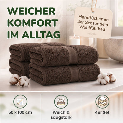 Handtücher von Leevitex – 4er Set, 100% Baumwolle, 50 x 100 cm, weich und saugfähig