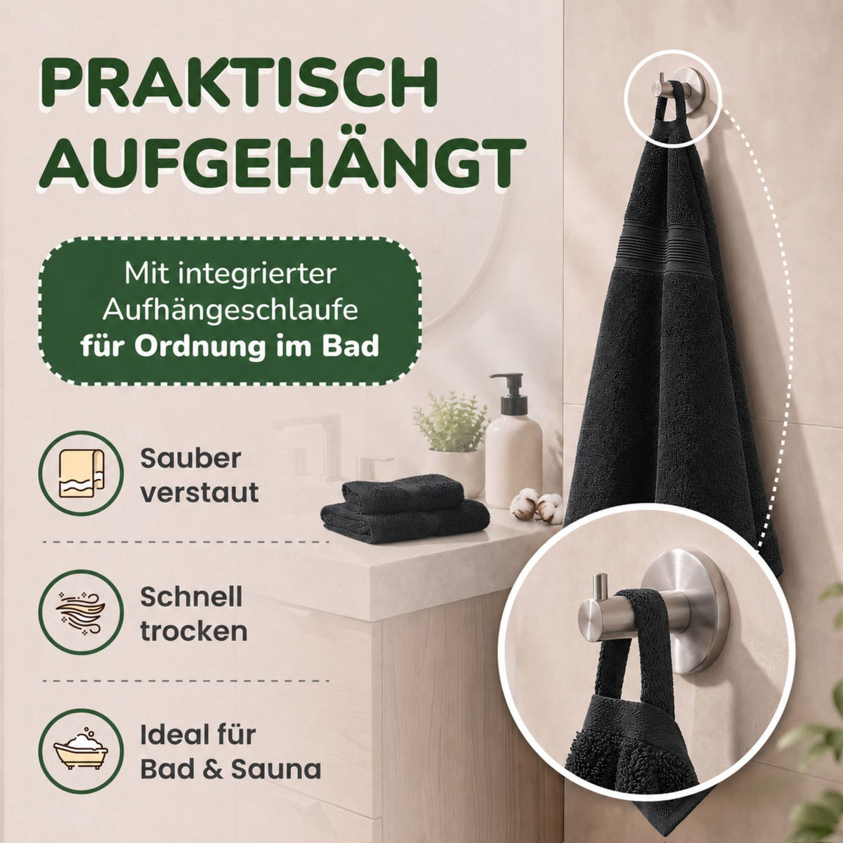 Handtücher von Leevitex – 4er Set, 100% Baumwolle, 50 x 100 cm, weich und saugfähig