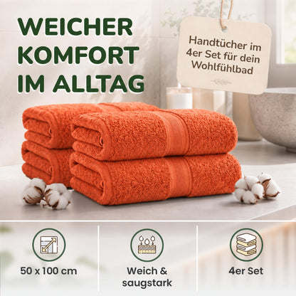 Handtücher von Leevitex – 4er Set, 100% Baumwolle, 50 x 100 cm, weich und saugfähig
