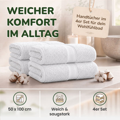 Handtücher von Leevitex – 4er Set, 100% Baumwolle, 50 x 100 cm, weich und saugfähig