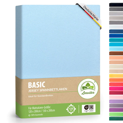 Basic Spannbettlaken 120x200 cm | 25 cm Steg | 100% Jersey-Baumwolle