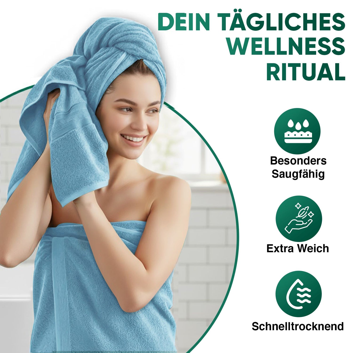 Duschtücher im 2er Set – 100% Baumwolle, 70 x 140 cm, weich und saugfähig