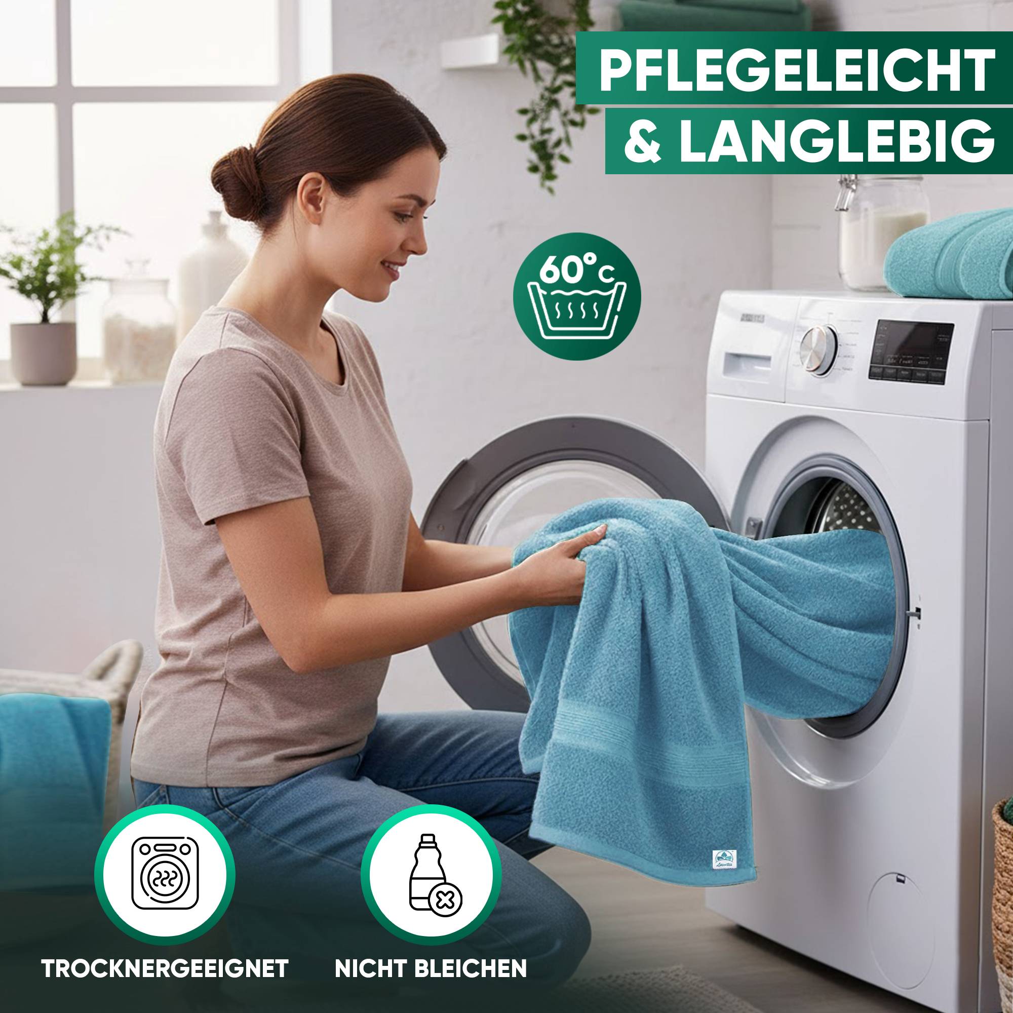 Duschtücher im 2er Set – 100% Baumwolle, 70 x 140 cm, weich und saugfähig