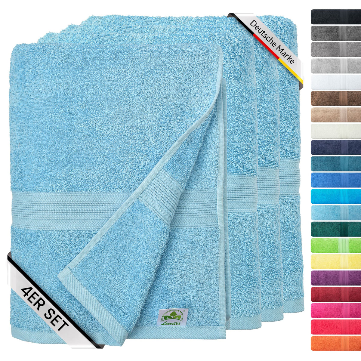 Handtücher von Leevitex – 4er Set, 100% Baumwolle, 50 x 100 cm, weich und saugfähig