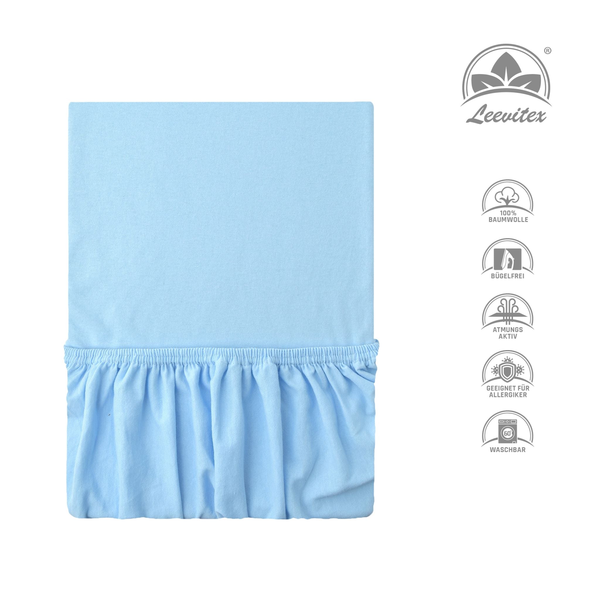 Basic Spannbettlaken 200x220 cm | 25 cm Steg | 100% Jersey-Baumwolle