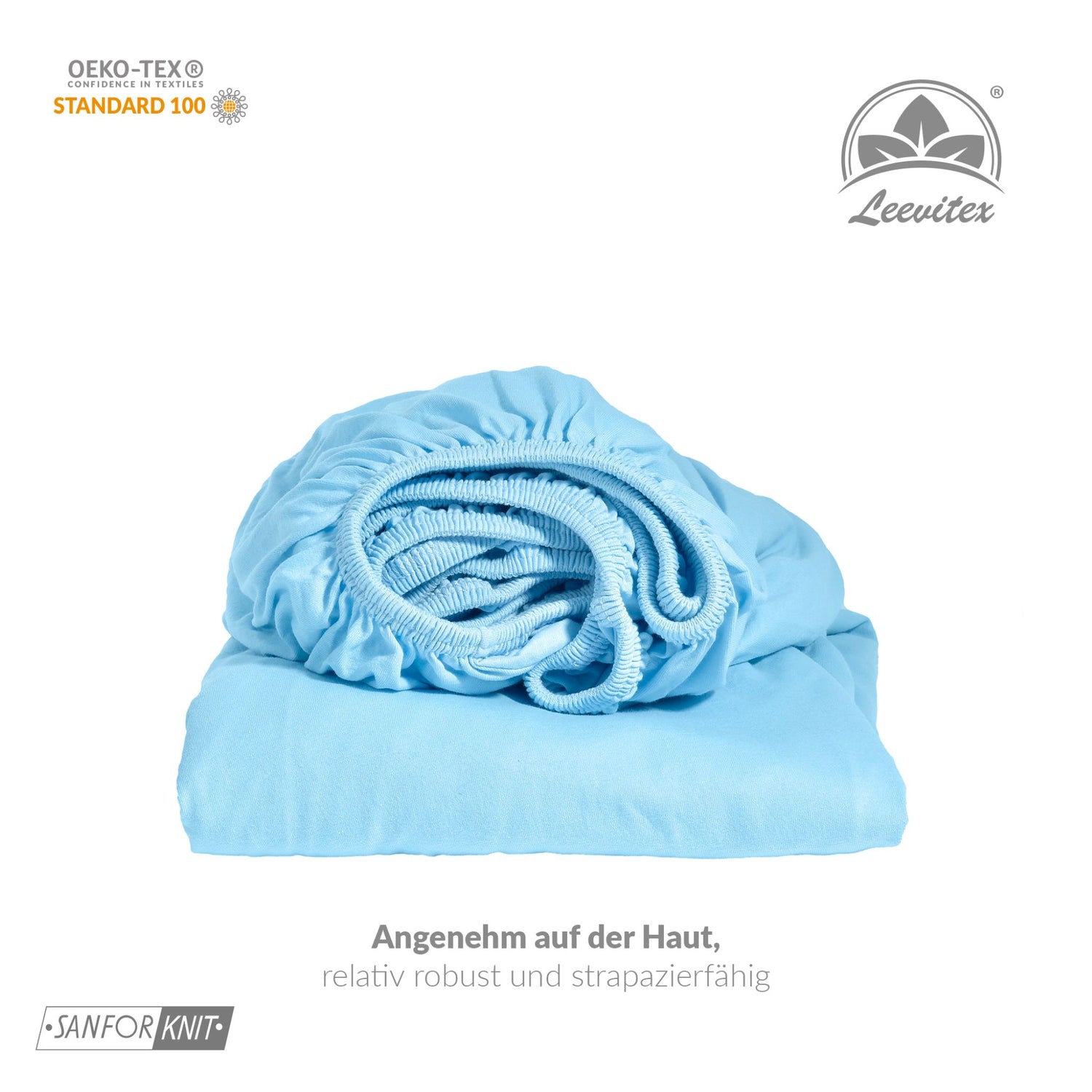 Basic Spannbettlaken 140x200 cm | 25 cm Steg | 100% Jersey-Baumwolle
