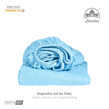 Basic Spannbettlaken 140x200 cm | 25 cm Steg | 100% Jersey-Baumwolle