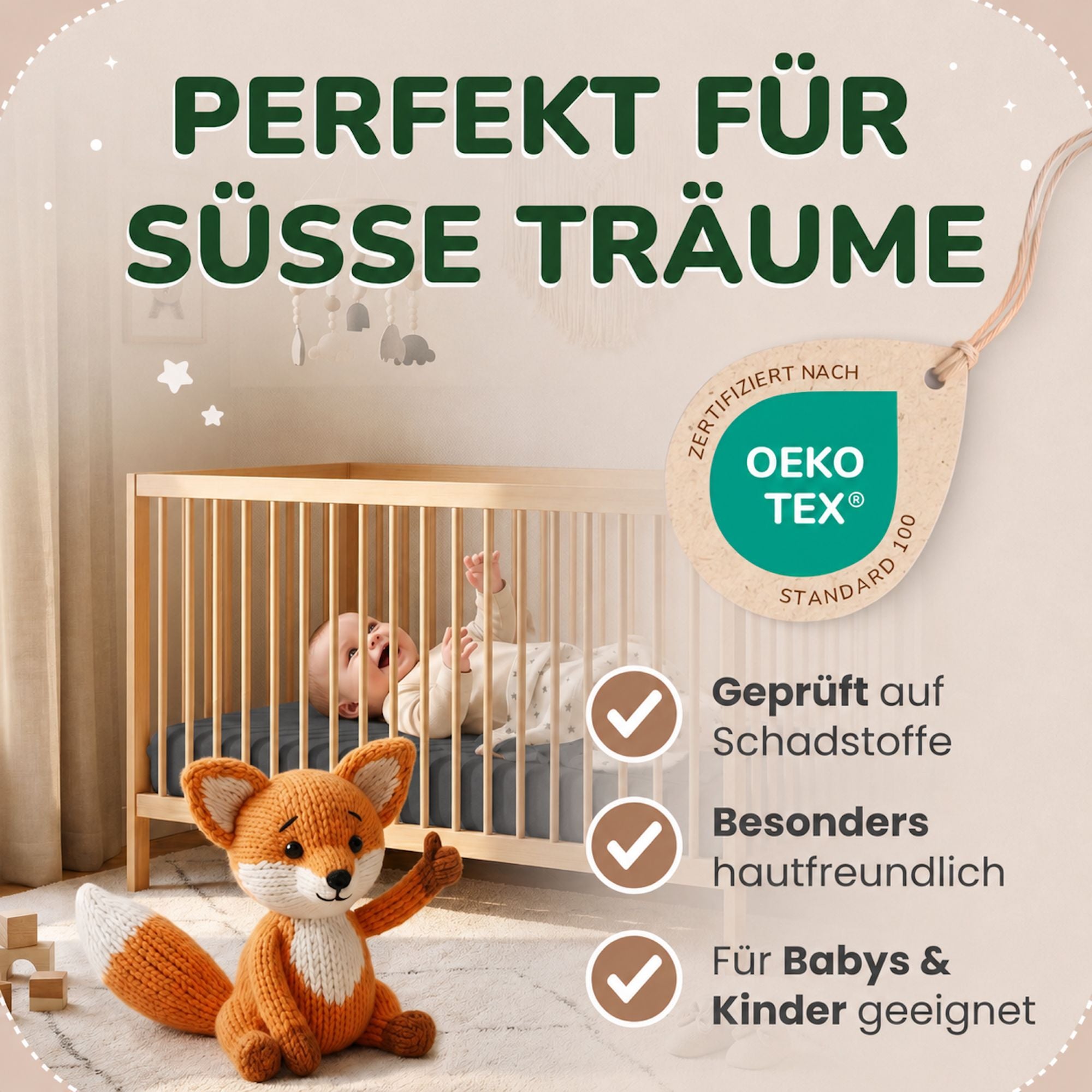 Kinderspannbettlaken von Leevitex im 2er Pack – 100% Jersey-Baumwolle, 70 x 140 cm