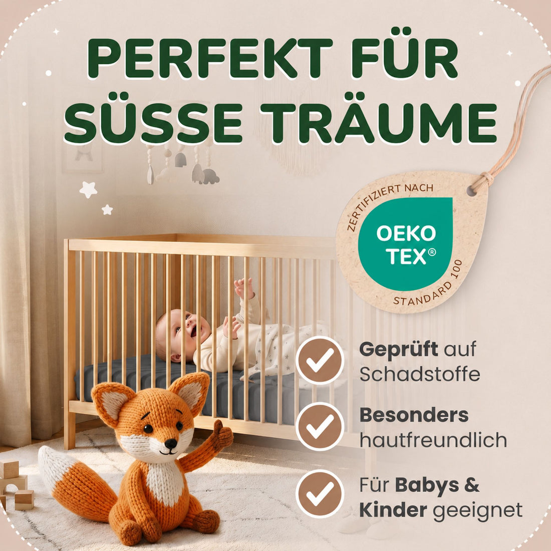 Kinder Spannbettlaken 70 x 140 cm von Leevitex im 1er Pack – 100% Jersey-Baumwolle,