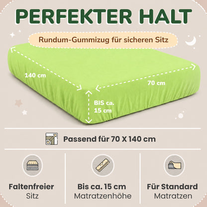 Kinder Spannbettlaken 70 x 140 cm von Leevitex im 1er Pack – 100% Jersey-Baumwolle,
