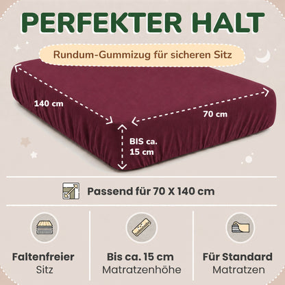 Kinder Spannbettlaken 70 x 140 cm von Leevitex im 1er Pack – 100% Jersey-Baumwolle,